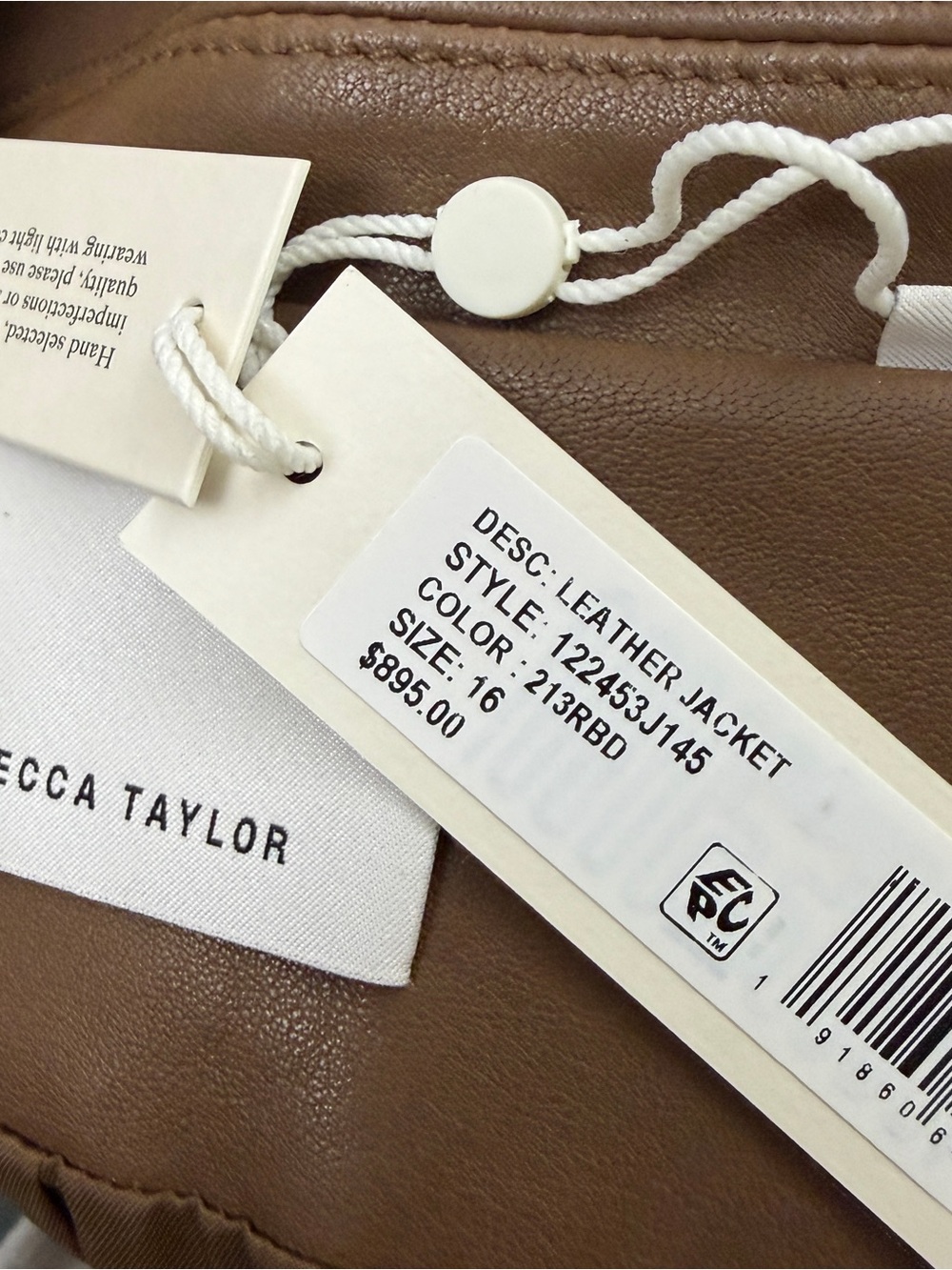 Rebecca Taylor Chestnut Brown Leather Zip Jacket NWT - Size 16 - Picture 13 of 16